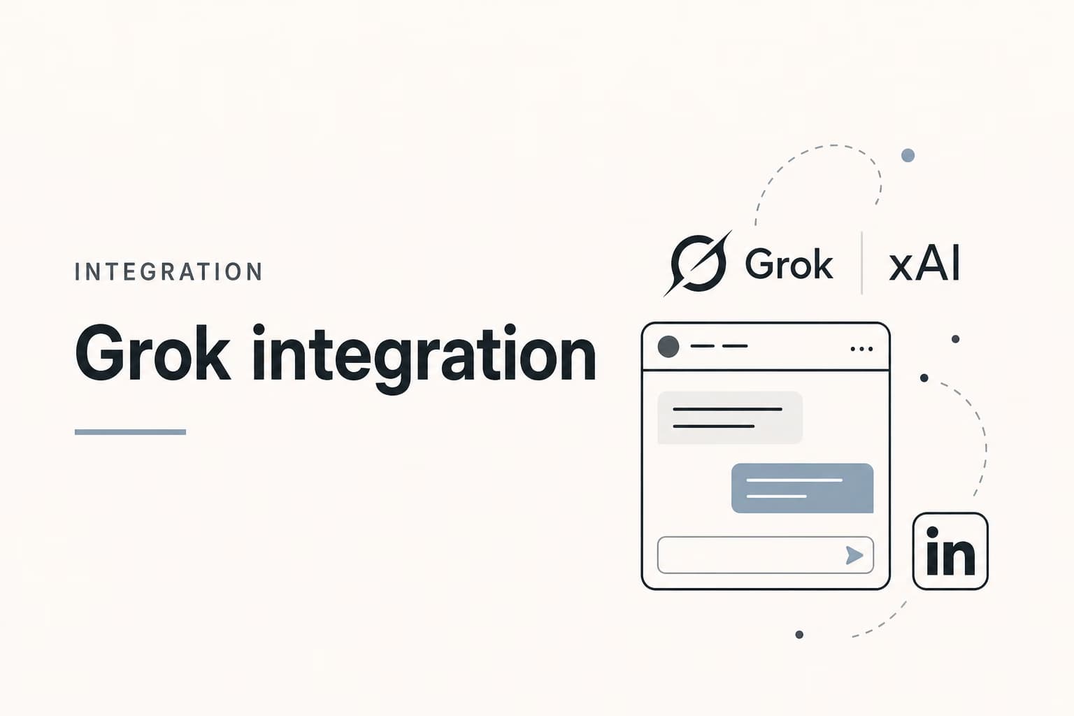 Editorial banner for grok.com for LinkedIn outreach