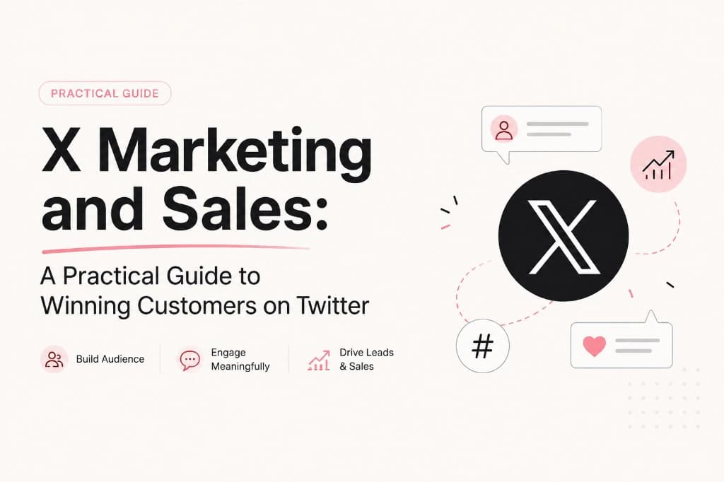 X marketing and sales workflow connecting conversations, content, and a sales funnel