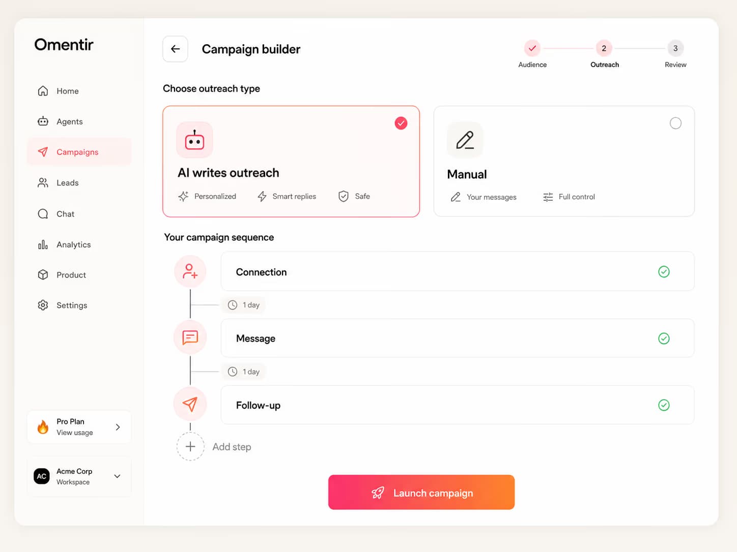 Campaign builder screen in Omentir