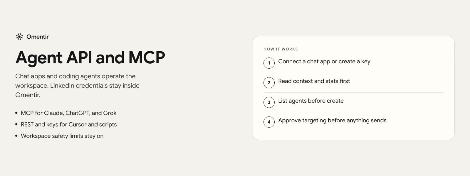 agent api and mcp illustration for Omentir